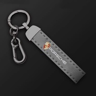 Zinc Alloy Leather Car Keychain Rings embroidered Key Chain For Porsche Cayenne Panamera Macan 911 7