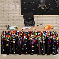 29 in x 6 ft Confetti Table Skirt for Teacher Desk Rectangular Tablecloth Skirt Colorful Boho Desk S