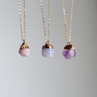 原石水晶 粉晶 藍紋瑪瑙 紫水晶 天然原石項鍊