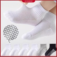 5 Pairs Kids School Socks Children's Solid Color Non-slip Boys Girls Sports Mid-Tube Cotton Breathab