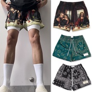 Men's American Street Trend Vintage "The Last Supper" Print Street Basketball Shorts Mesh Shorts Abo