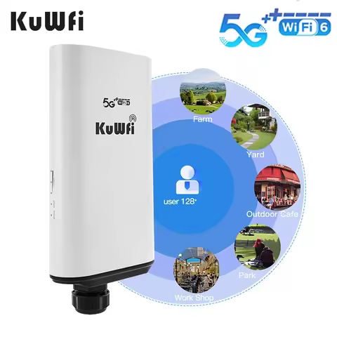KuWFi 5G ODU Router with SIM Card Slot Wi-Fi 6 Wireless Router Gigabit Ethernet Port IP66 Waterproof