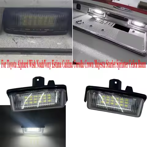 2Pcs LED License Plate Light For Toyota Corolla Crown S180 Noah Voxy Starlet EP91 Previa ACR50 GSR50