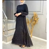 abaya Gamis Hitam Maxi brokat Dress Arab Saudi Bordir Zaephy Turkey