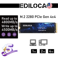 Ediloca EN705 NVMe PCIe Gen4x4 M.2 2280 SSD Read 5000MB/s Write 4500MB/s สำหรับ Laptop/PC/PS5 1TB 2T