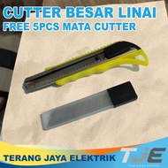 CUTTER / PISAU CUTTER BESAR 18 MM + 5 MATA PISAU LINAI