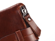 Vintage Cow Leather Men Wallet New Brand Woman Wallet First Layer Cowhide Zipper Short Coin Change Wallet Zipper Man Purse