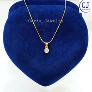 Kalung Perak Silver Wanita Dewasa 925 Lapis Emas+Liontin Desi - Perhiasan Perak Murni