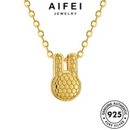 AIFEI JEWELRY Accessories Leher Rabbit Chain Pendant Gold Sterling 925 For Original Cute Perempuan Necklace Korean Rantai 純銀項鏈 Silver Perak Women N115