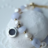 珍珠 x 紫瑪瑙水晶 香薰精油手鏈 | 8mm