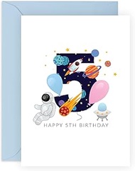 CENTRAL 23 Happy 5th Birthday Card Boy - Grandson Birthday Card Age 5 - Space Themed - Comes With Fu