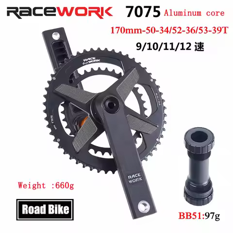 RACEWORK Road Bike Crank 2x10/11/12 Speed Crank Chainring WHEEL 50-34T 52-36T 53-39T Double Chainrin