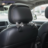 [Initiationdawn] Car Headrest Hooks Bling Rhinestone Bow Decor 10lbs Load Capacity Cute Auto Seat Ha