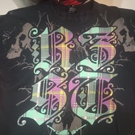 Second-Hand T-Shirt Vintage Usa Y2K Glossy Pattern Street Brand RZST SKULL ️ GRAPHIC Size L.chest 22