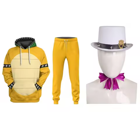 Bowser Cospaly Fantasy Hoodie Pants Cartoon Costume Hat Cap Hooded Sweatshirt Outfits Halloween Carn