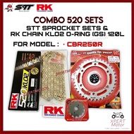 ORIGINAL 520 KLO ORING RK CBR250R CBR250 SPROCKET STT SET WITH RK ORING GOLD/BLACK JAPAN 520 KLO