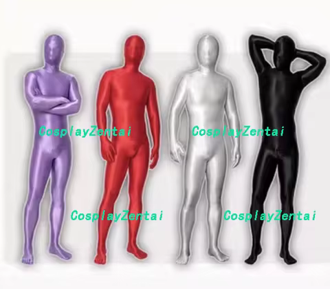Shiny Bright Black/Pink/Green/Gray/White High Quality Spandex Zentai Bodysuits Halloween costumes Wo