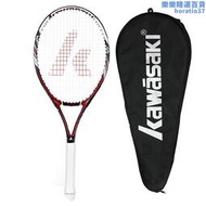 川崎KAWASAKI碳素複合網球拍單拍訓練級K-18紅色（已穿線）