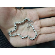 2026 4MM 足銀S990純銀空心圓珠手鍊女款 素銀本色 通體s990銀🔺不議價💰單件價 Fixed $🔴可免費改短一次🔺預4-5日🔺改短焊接時間 (圖為客人改短後實指圖片）⚠️圖片遠小近大,留意