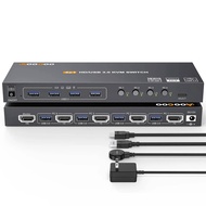 4K HDMI KVM Switch 4 IN 1 OUT,4K@60Hz/2K@120Hz HDMI KVM Switch for 4 Computer Share 1 Monitor and 4 