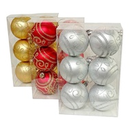 Set of 6 Patterned Balls E73 6cm Christmas Tree Decoration