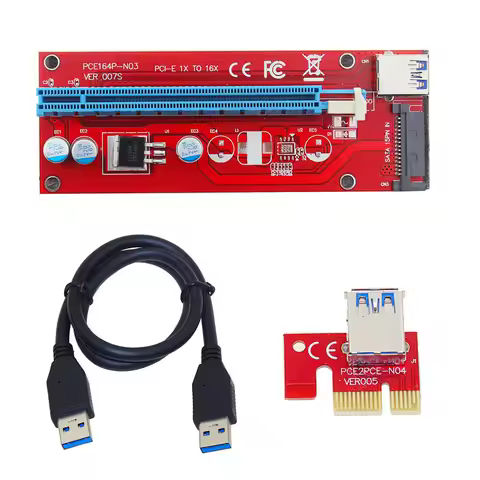 VER007S 0.6M PCI-E 1X to 16X Mini Pcie Riser Card Extender PCI Express Adapter With USB 3.0 Data Cab