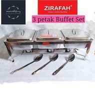 Zirafah triple food pan chafing dish 3636 berkas lauk catering set jamuan dome