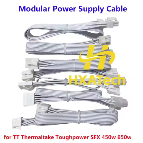 HXATech-White PCIe 6+2pin CPU 8p SATA Molex Modular Power Cable for TT Thermaltake Toughpower SFX 45