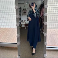 AISYAH Setelan Baju Long Tunik Wanita Terbaru Viral 2023 Sudah Termasuk Hijab Mewah Busana Muslim Atasan dan Bawahan modern Simple Elegan Kekinian Tama Kalina