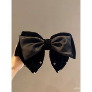 Ikatan simpul Berkilauan Halus Wanita Velvet Feel Aksesori Rambut Perangai Klip Atas Klip Atas Hitam