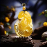 天然白花蜜蠟掛件 連年有餘/年年有魚 手工精雕 收藏等級