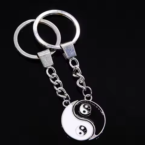 2pcs charm pairing China yin yang couple keychain creative car keychain men and women key ring Ename