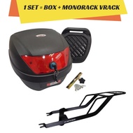 (SM Sport 110E) Top Box Motor BKP 30L+Rapido Givi Monorack V Rack/Adjustable Rack Lipat Accessories