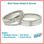 Cincin Tunangan Perak Couple Nikah Gratis Ukir Nama ID666