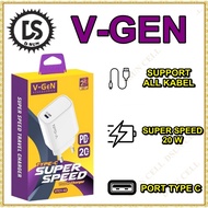 Travel Charger V-GeN VTC1-42 20W Fast Charging QC3.0 PD Type C Super Speed