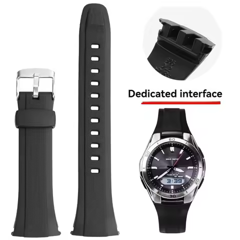 Rubber Strap for Casio WVA-M640 M650 WVQ-M410 Series Silicone Watch Band Dedicated Interface Wristba