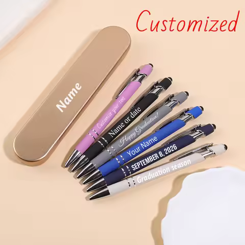 Custom Text Ballpoint Pen Personalized Name Metal Push Pen Graduation Gift School Supplies Customize