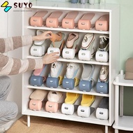 SUYO Double Stand Shelf, Double Layer Adjustable Shoe Rack,  Plastic Durable Space Savers Cabinets Shoe Storage Home