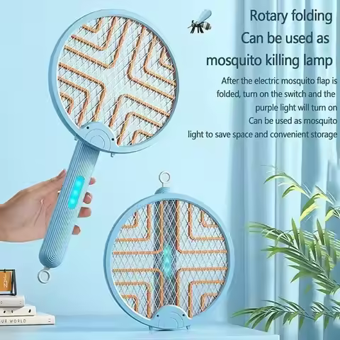 Foldable Electric Mosquito Killer 2 in 1 USB Rechargeable Mosquito Racket Insect Killer Safety Porta