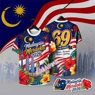 Hari Merdeka 2026 Malaysia T-Shirt. 69th Independence Day Jalur Gemilang Patriotic Tee. Full Sublima