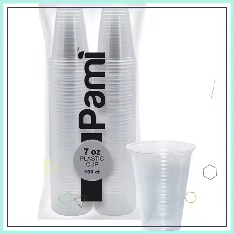 Disposable Plastic Cups 7oz Pack of 100 - BPA-Free Clear Drinking Glasses for Parties, Smoothies, Co