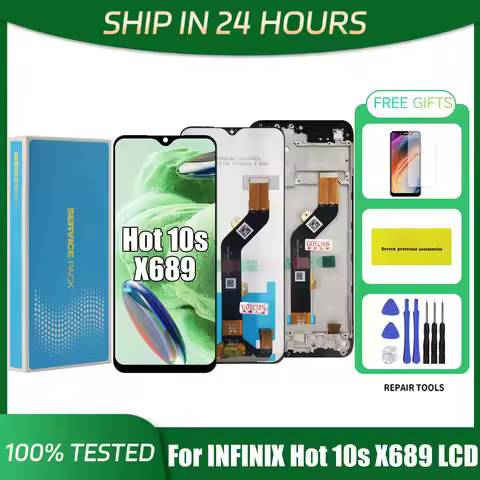 Black 6.82 Inch For Infinix Hot 10T X689C / Hot 10s X689 X689B X689D LCD Display Touch Screen Digiti
