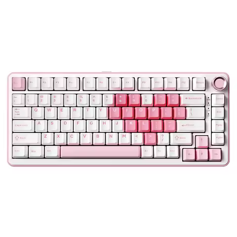 YUNZII B75 PRO White Heart Mechanical Gaming Keyboard, Gasket 75 Knob RGB Keyboard, Triple Mode Hot-
