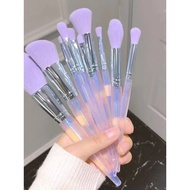 Ready Stock 10 Pcs Mermaid Ji Purple Crystal Makeup Brush Set Soft Loose Powder Blush Eyeshadow Brus