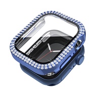 【✨Spot】PC Single Diamond Tempered Film Integrated Case/App-le watchs s10 9 Fashion Protective Case