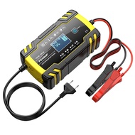 FOXSUR 12V 24V 8A Pulse Repair Charger with LCD Display Motorcycle Car Battery Charger AGM Deep cycl