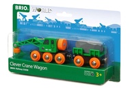 BRIO World 33698 - Clever Crane Wagon Set - 4 Piece Wooden Toy Train Set for Kids | Imaginative Play