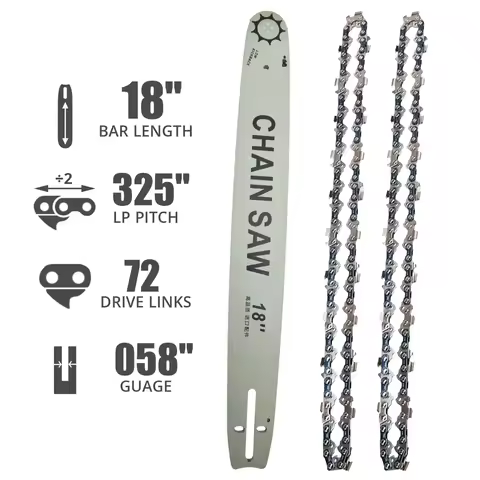 18 Inch Chainsaw Chain Guide Bar .325" Pitch .058" Gauge 72 Drive Links for Husqvarna 555 562XP 365
