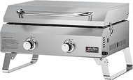 ONLYFIRE GRILLS Tabletop Gas Griddle with Lid & Foldable Legs, 2-Burner BBQ Propane Flat Top Griddle