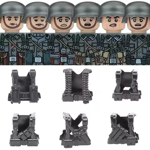 WW2 Military German Soldiers Figures Helmet Building Blocks Army Infantry Warrior Gunner Armour Cann